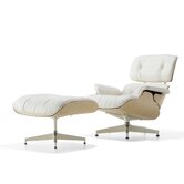 Eames Lounge and Ottoman in White Ash