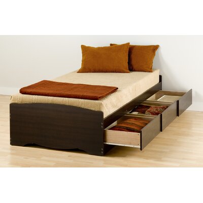 Full Platform   Drawers on Prepac Twin Platform Storage Bed With Three Drawers In Espresso
