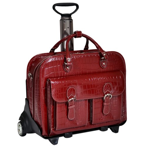 Siamod San Martino Ladies Leather Detachable Wheeled Laptop Case Red Cherry